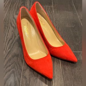 Red suede pump 95mm size 38